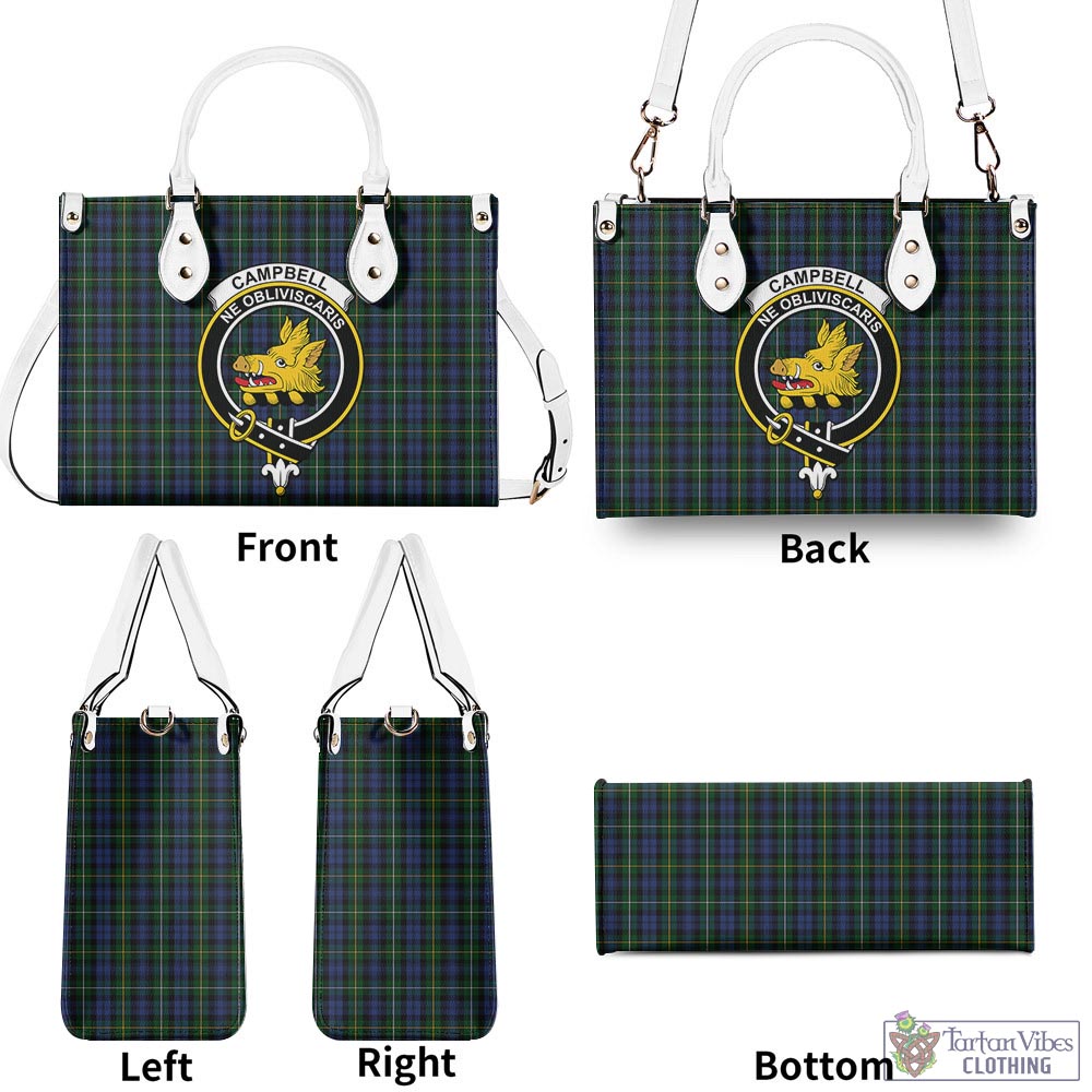 Tartan Vibes Clothing Campbell of Argyll #01 Tartan Luxury Leather Handbags with Family Crest