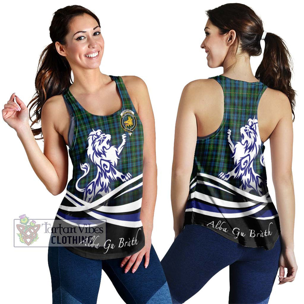 Campbell of Argyll 02 Tartan Women's Racerback Tanks with Alba Gu Brath Regal Lion Emblem 4XL - Tartanvibesclothing Shop