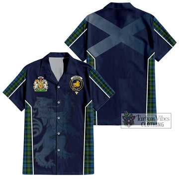 Campbell of Argyll 02 Tartan Short Sleeve Button Shirt with Family Crest and Lion Rampant Vibes Sport Style