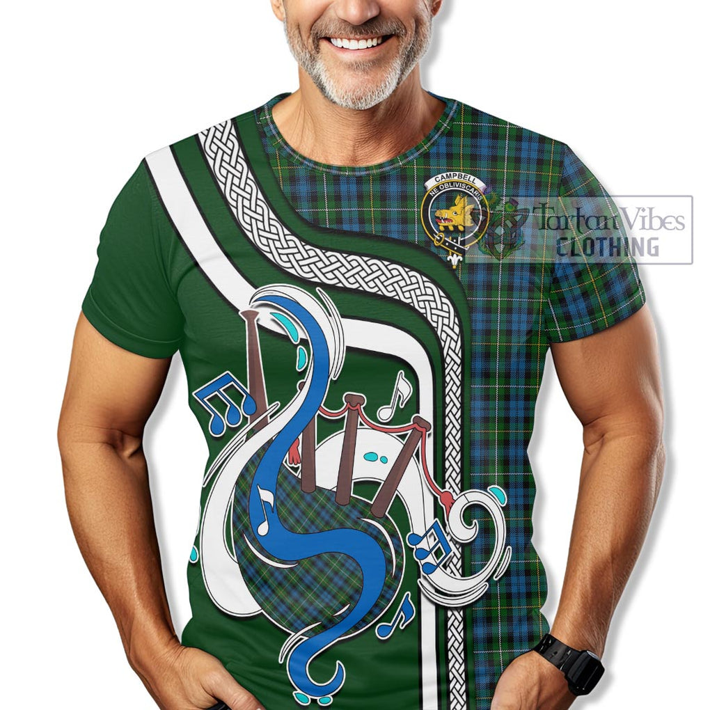 Campbell of Argyll 02 Tartan T-Shirt with Epic Bagpipe Style Kid's Shirt - Tartanvibesclothing Shop