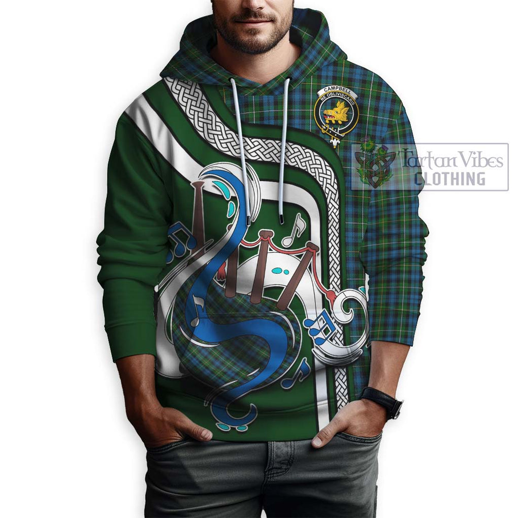 Campbell of Argyll 02 Tartan Hoodie with Epic Bagpipe Style Zip Hoodie - Tartanvibesclothing Shop