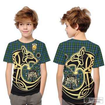 Campbell of Argyll 02 Tartan Kid T-Shirt with Family Crest Celtic Wolf Style