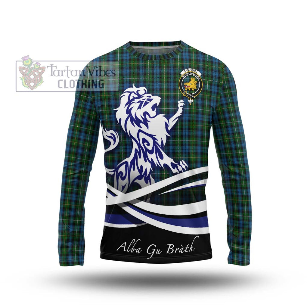 Campbell of Argyll 02 Tartan Long Sleeve T-Shirt with Alba Gu Brath Regal Lion Emblem Unisex - Tartanvibesclothing Shop