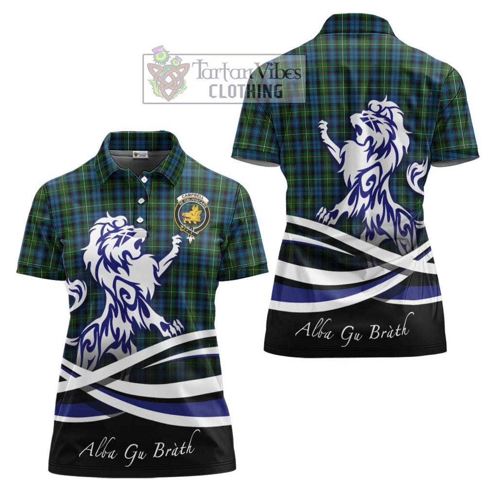 Campbell of Argyll 02 Tartan Women's Polo Shirt with Alba Gu Brath Regal Lion Emblem Women - Tartanvibesclothing Shop