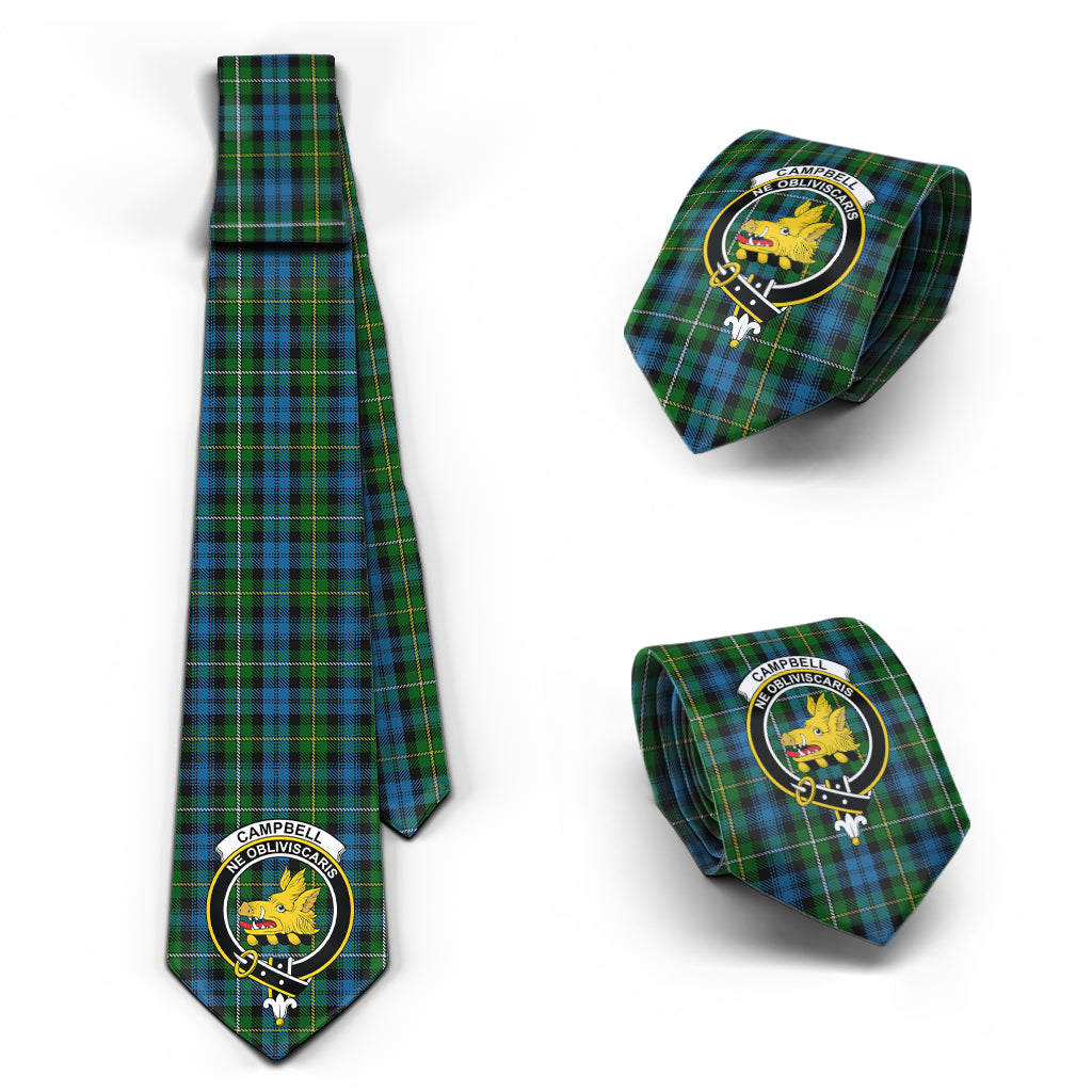 Campbell of Argyll #02 Tartan Classic Necktie with Family Crest Necktie One Size - Tartan Vibes Clothing