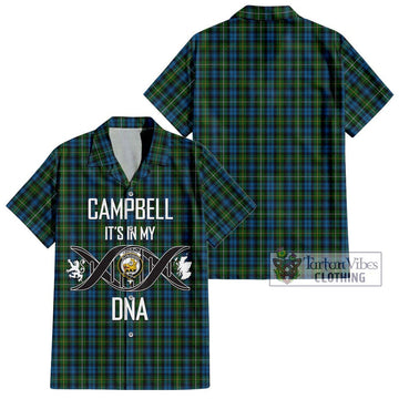 Campbell of Argyll 02 Tartan Short Sleeve Button Shirt with Family Crest DNA In Me Style