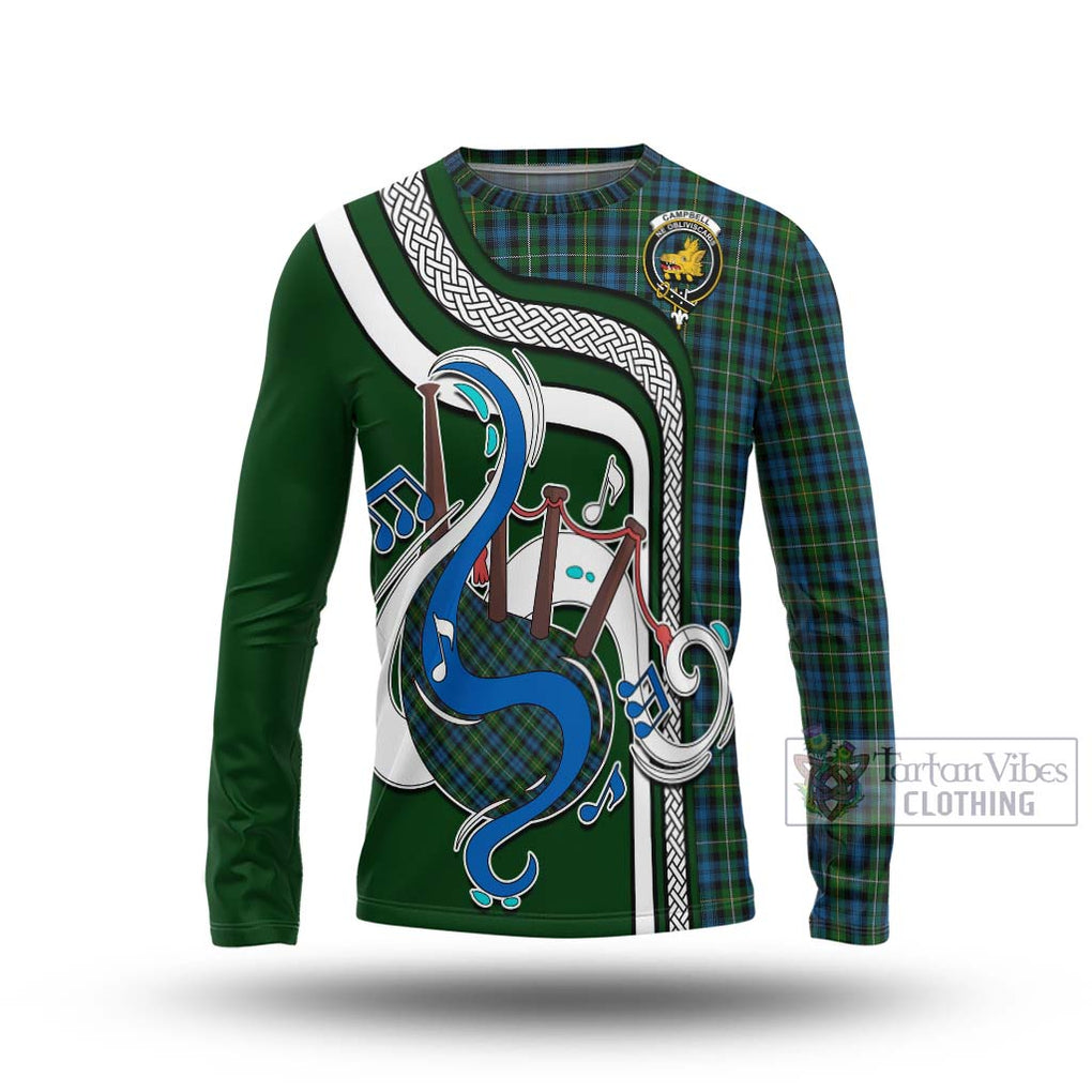 Tartan Vibes Clothing Campbell of Argyll 02 Tartan Long Sleeve T-Shirt with Epic Bagpipe Style