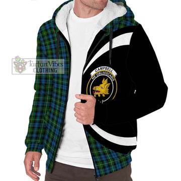 Campbell of Argyll 02 Tartan Sherpa Hoodie with Family Crest Circle Style