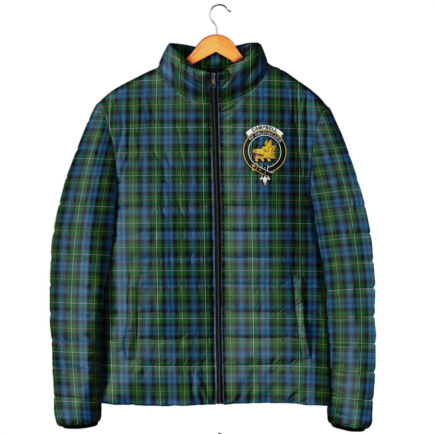 Campbell of Argyll #02 Tartan Padded Jacket with Family Crest - Tartanvibesclothing