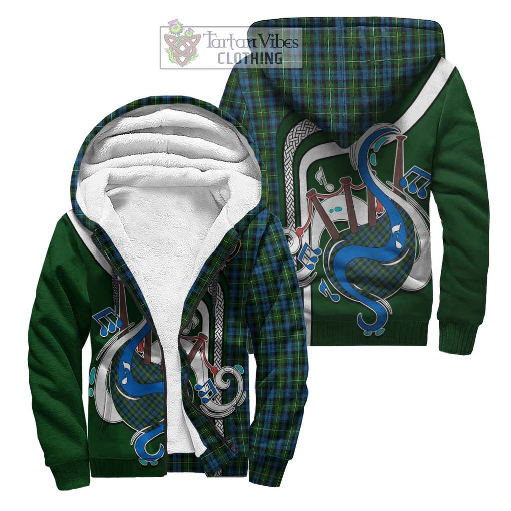 Campbell of Argyll 02 Tartan Sherpa Hoodie with Epic Bagpipe Style Unisex S - Tartanvibesclothing Shop