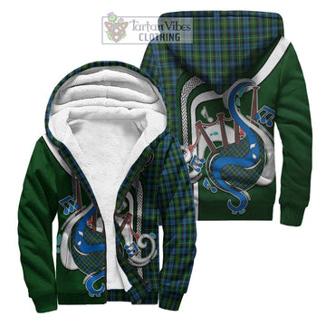 Campbell of Argyll 02 Tartan Sherpa Hoodie with Epic Bagpipe Style