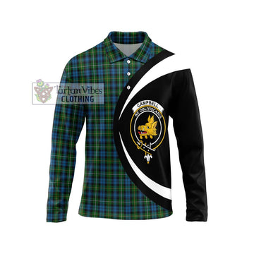 Campbell of Argyll 02 Tartan Long Sleeve Polo Shirt with Family Crest Circle Style