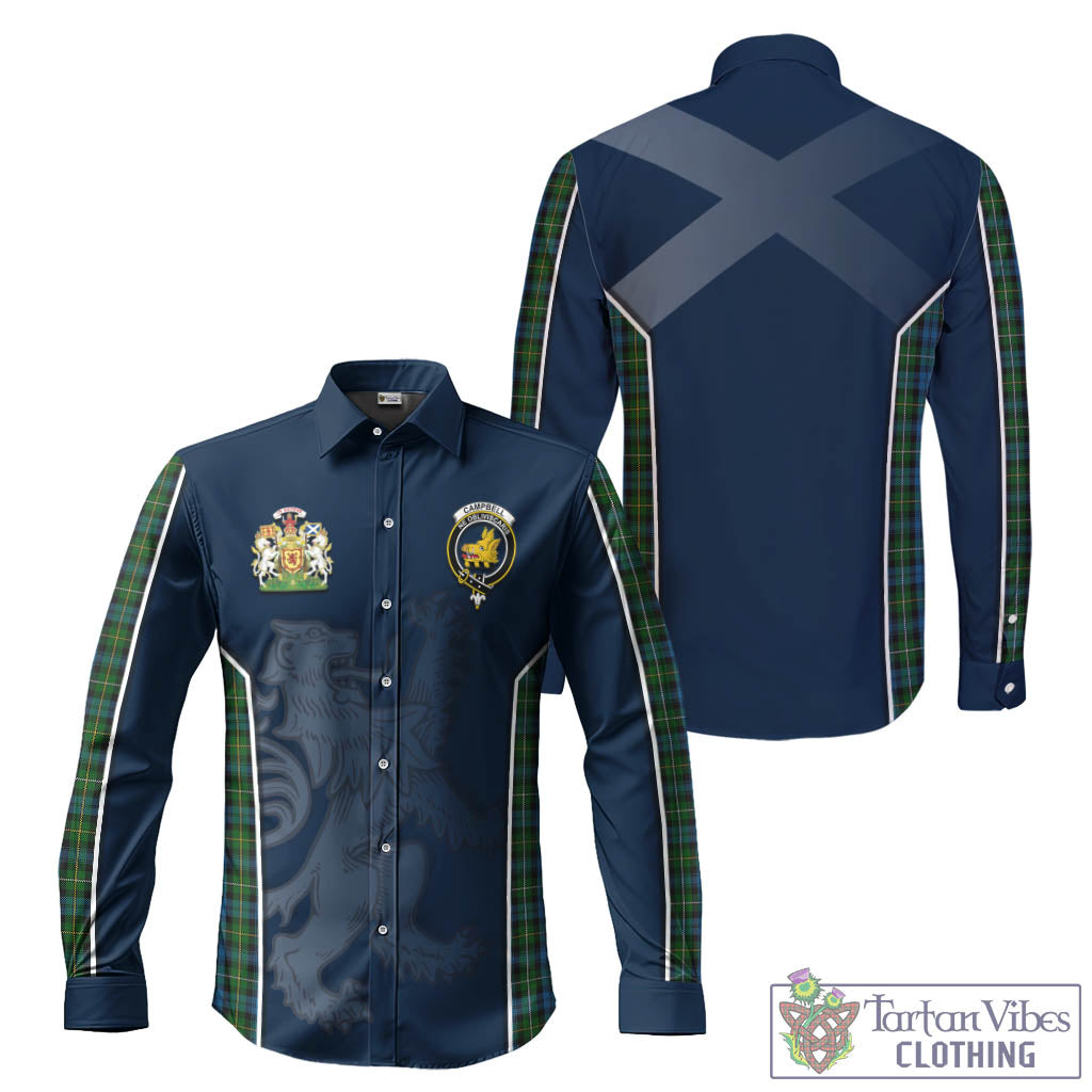 Tartan Vibes Clothing Campbell of Argyll #02 Tartan Long Sleeve Button Up Shirt with Family Crest and Lion Rampant Vibes Sport Style