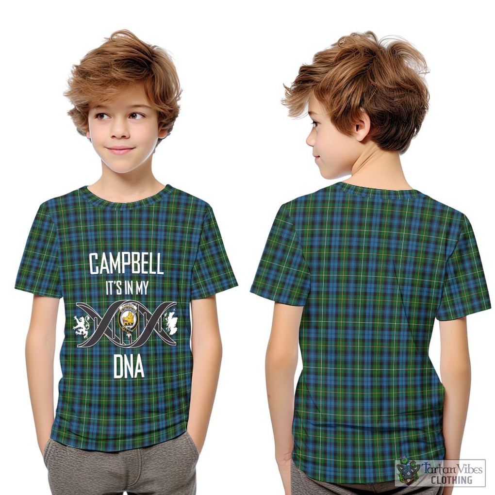 Campbell of Argyll 02 Tartan Kid T-Shirt with Family Crest DNA In Me Style Youth XL Size14 - Tartanvibesclothing Shop