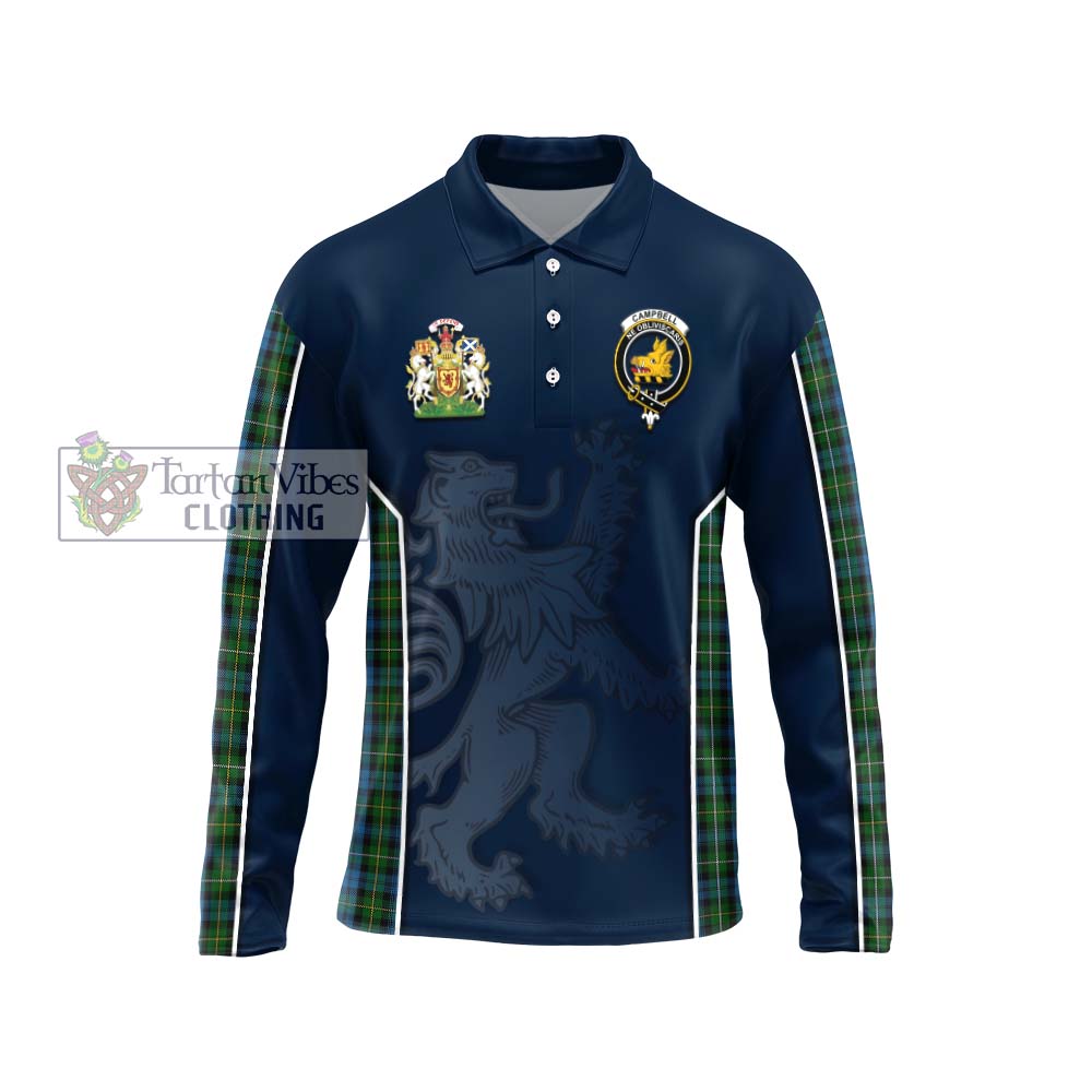 Campbell of Argyll 02 Tartan Long Sleeve Polo Shirt with Family Crest and Lion Rampant Vibes Sport Style Unisex - Tartan Vibes Clothing