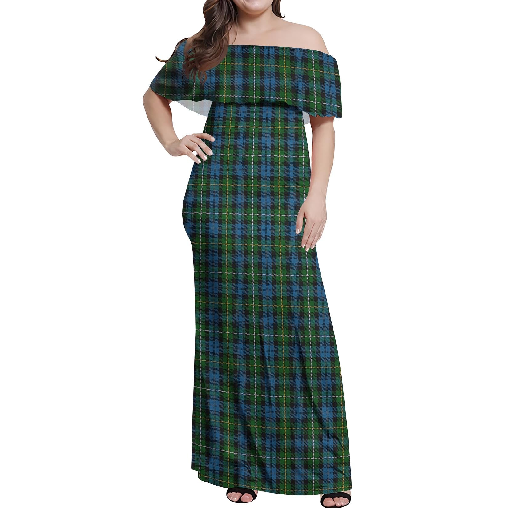 Campbell of Argyll #02 Tartan Off Shoulder Long Dress Women's Dress - Tartanvibesclothing