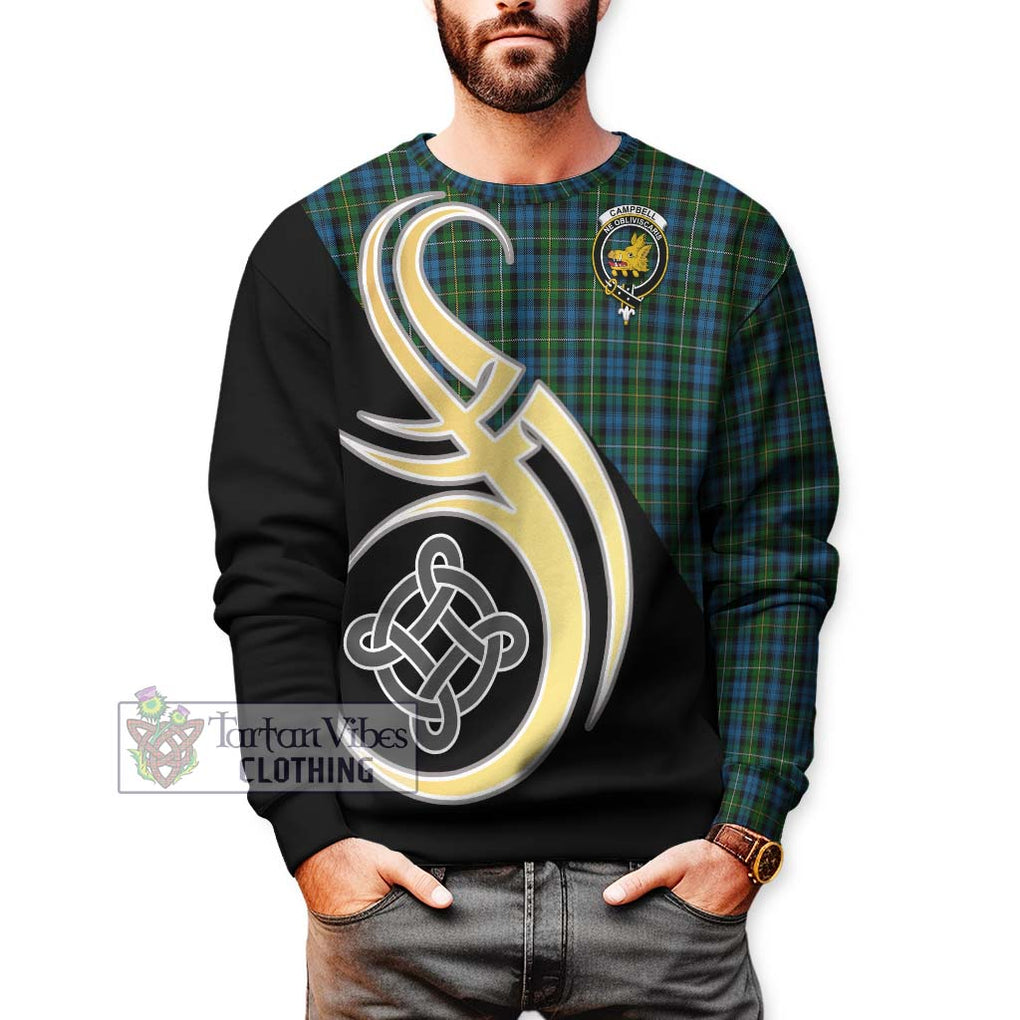 Campbell of Argyll 02 Tartan Sweatshirt with Family Crest and Celtic Symbol Style Unisex - Tartan Vibes Clothing