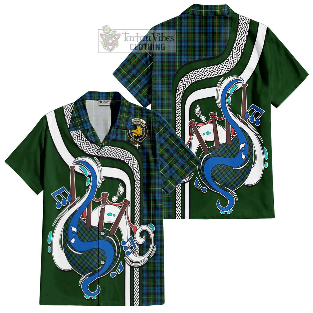 Campbell of Argyll 02 Tartan Short Sleeve Button Shirt with Epic Bagpipe Style Kid - Tartanvibesclothing Shop