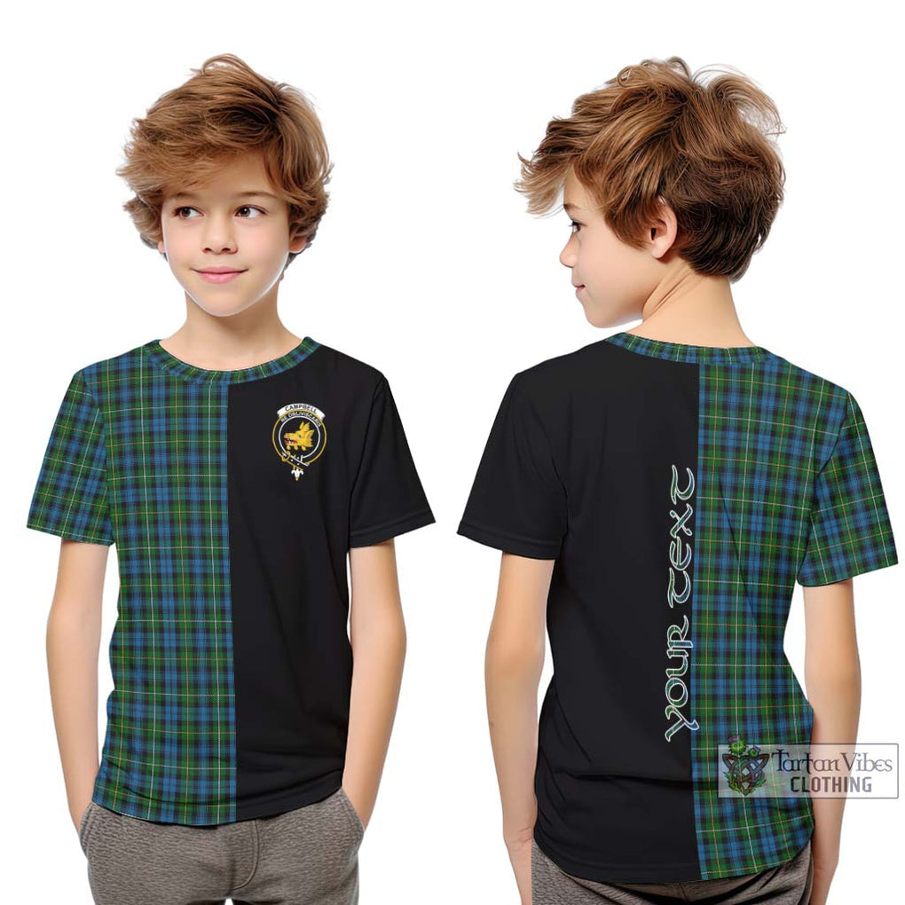 Campbell of Argyll 02 Tartan Kid T-Shirt with Family Crest and Half Of Me Style Youth XL Size14 - Tartanvibesclothing Shop