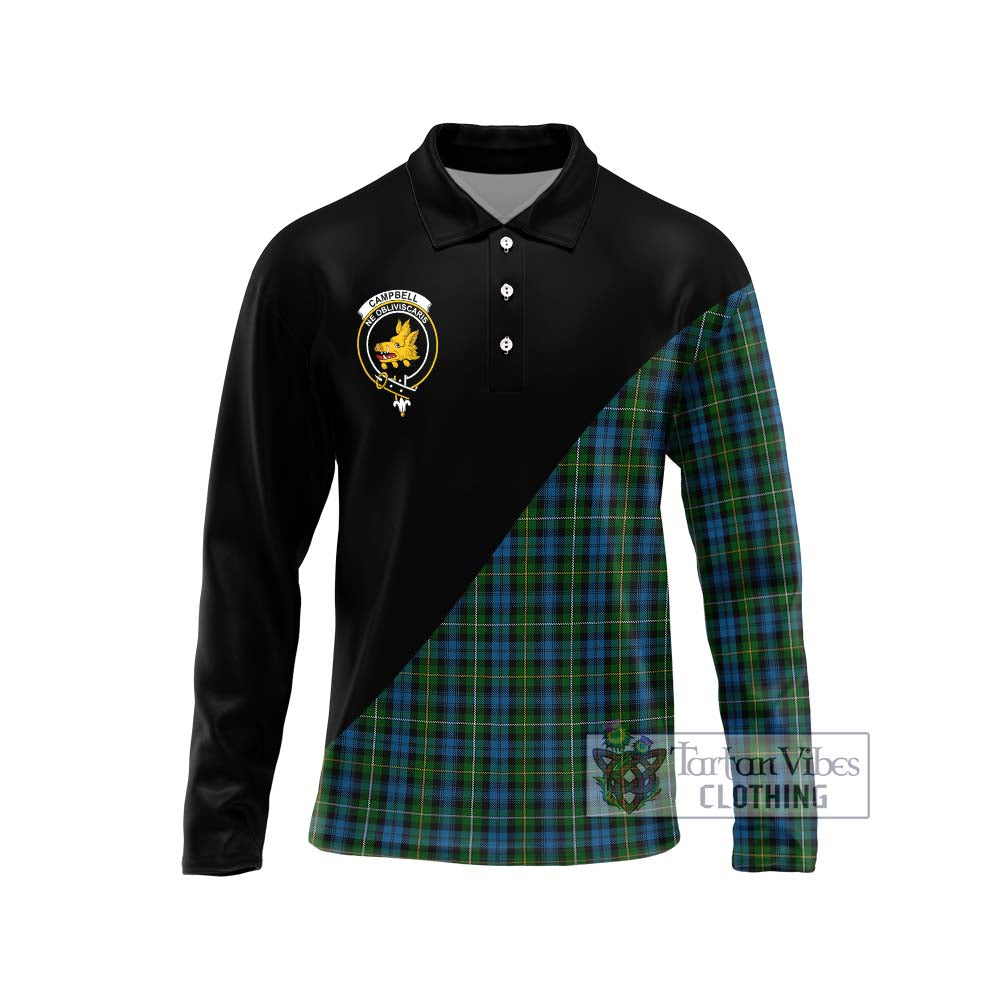 Campbell of Argyll 02 Tartan Long Sleeve Polo Shirt with Family Crest and Military Logo Style Unisex - Tartanvibesclothing Shop