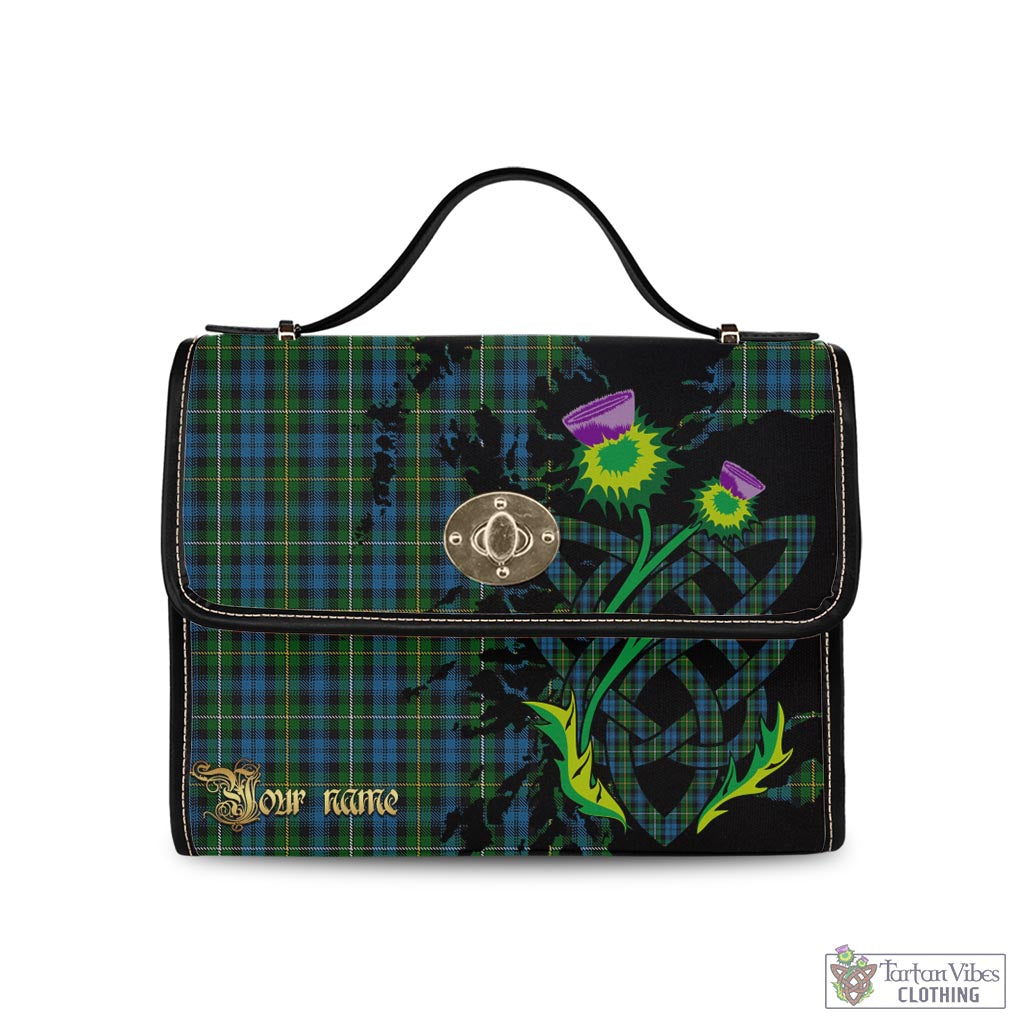 Tartan Vibes Clothing Campbell of Argyll #02 Tartan Waterproof Canvas Bag with Scotland Map and Thistle Celtic Accents