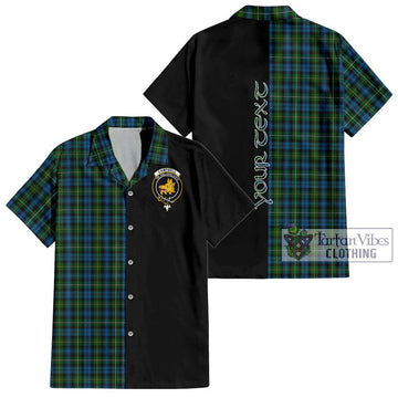 Campbell of Argyll 02 Tartan Short Sleeve Button Shirt with Family Crest and Half Of Me Style