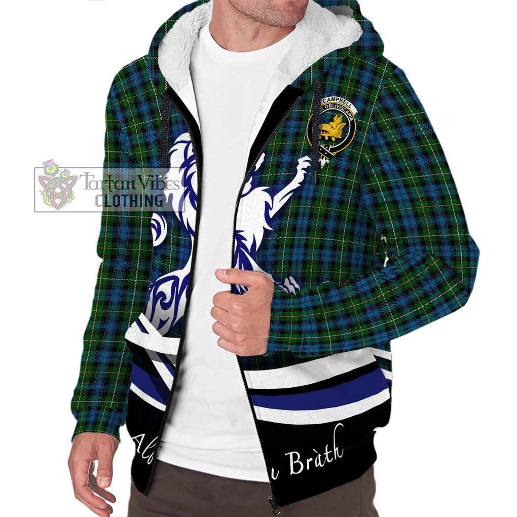 Campbell of Argyll 02 Tartan Sherpa Hoodie with Alba Gu Brath Regal Lion Emblem Unisex S - Tartanvibesclothing Shop