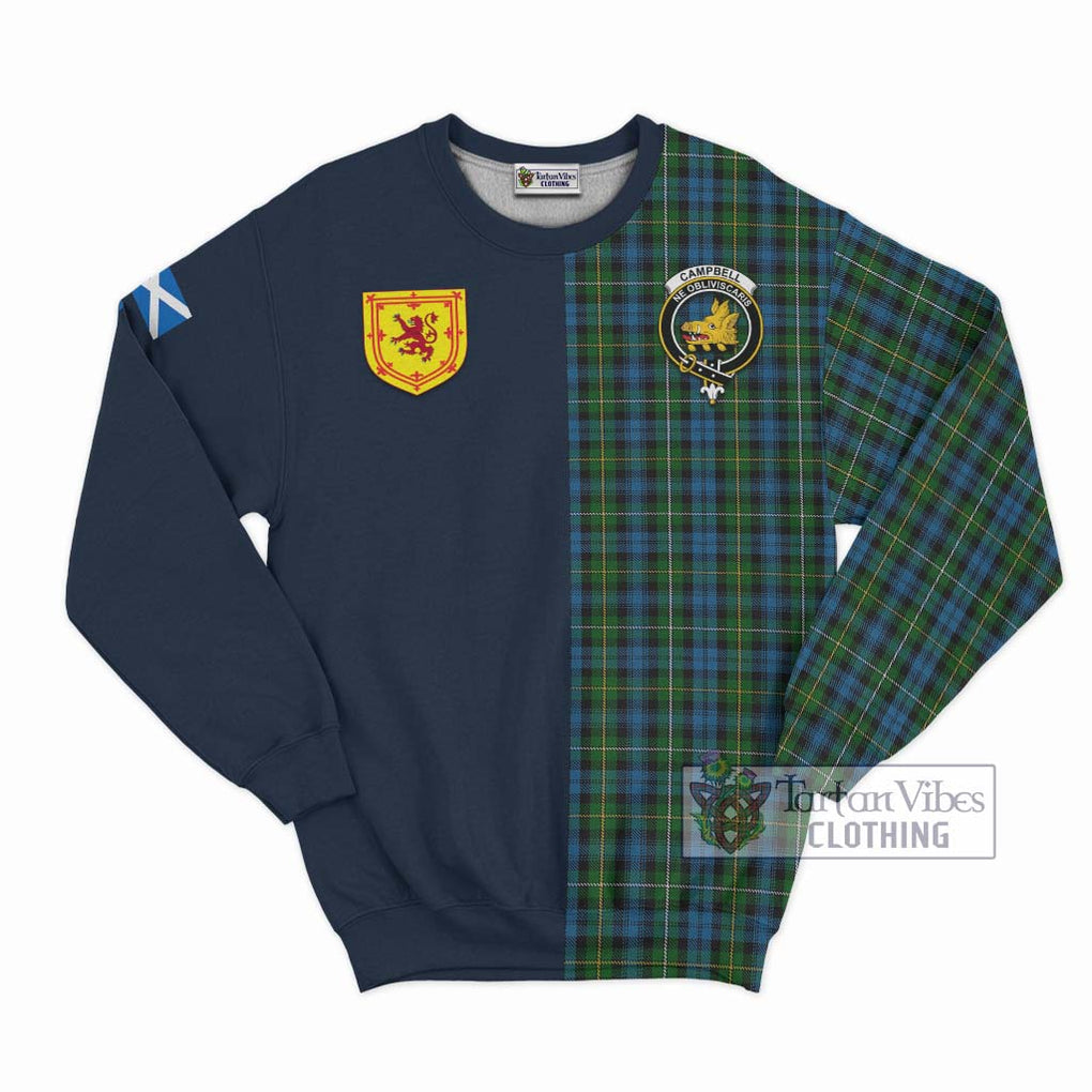 Tartan Vibes Clothing Campbell of Argyll 02 Tartan Sweatshirt with Scottish Lion Royal Arm Half Style