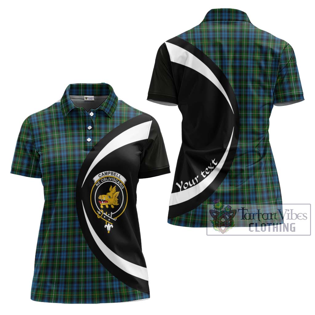 Campbell of Argyll 02 Tartan Women's Polo Shirt with Family Crest Circle Style Women - Tartan Vibes Clothing