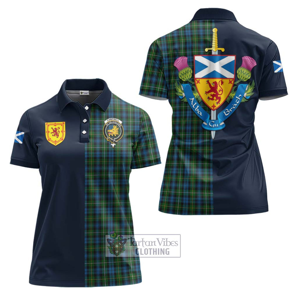 Tartan Vibes Clothing Campbell of Argyll 02 Tartan Women's Polo Shirt with Scottish Lion Royal Arm Half Style