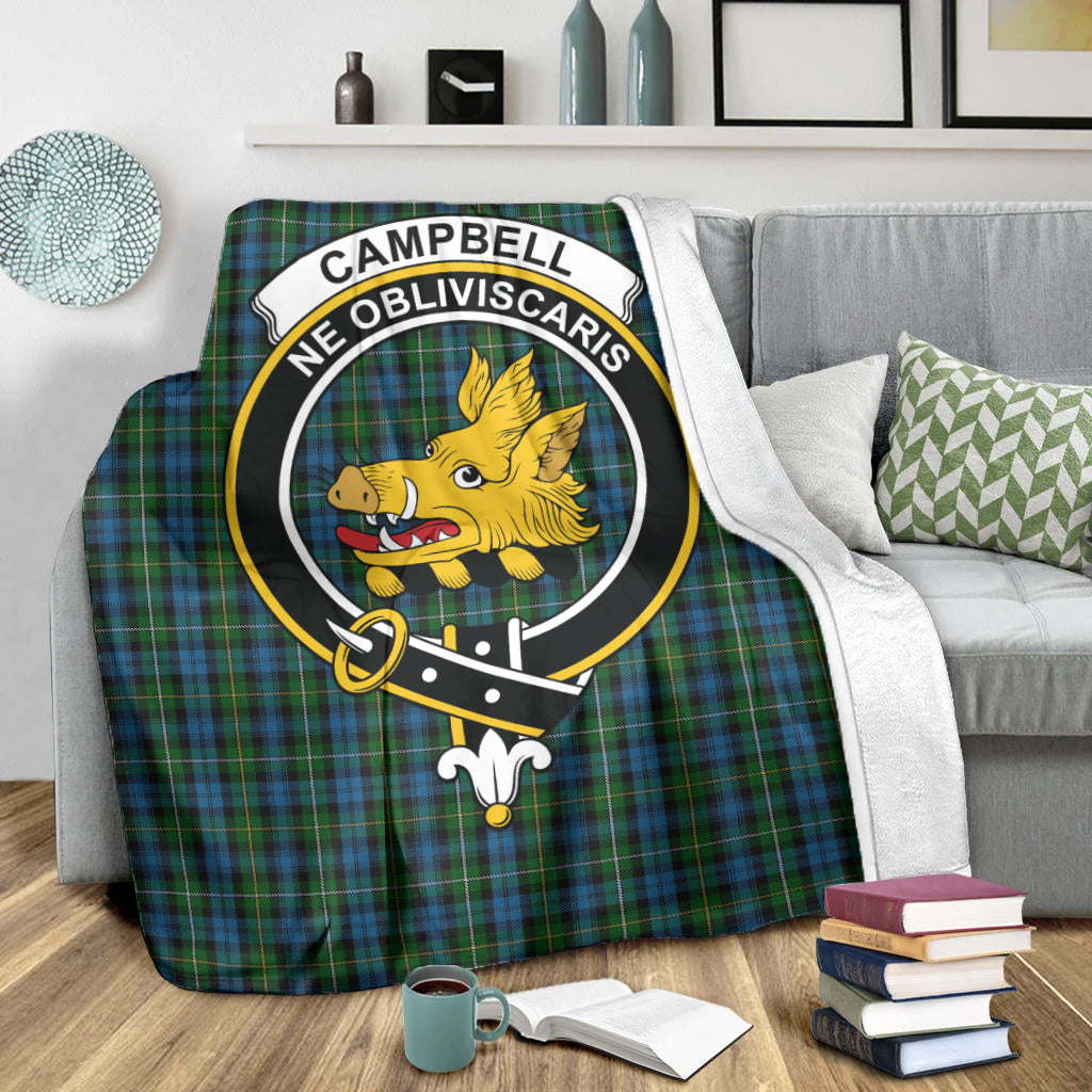 Campbell of Argyll #02 Tartan Blanket with Family Crest X-Large 59 x 79 inches 150 x 200 cm - Tartan Vibes Clothing