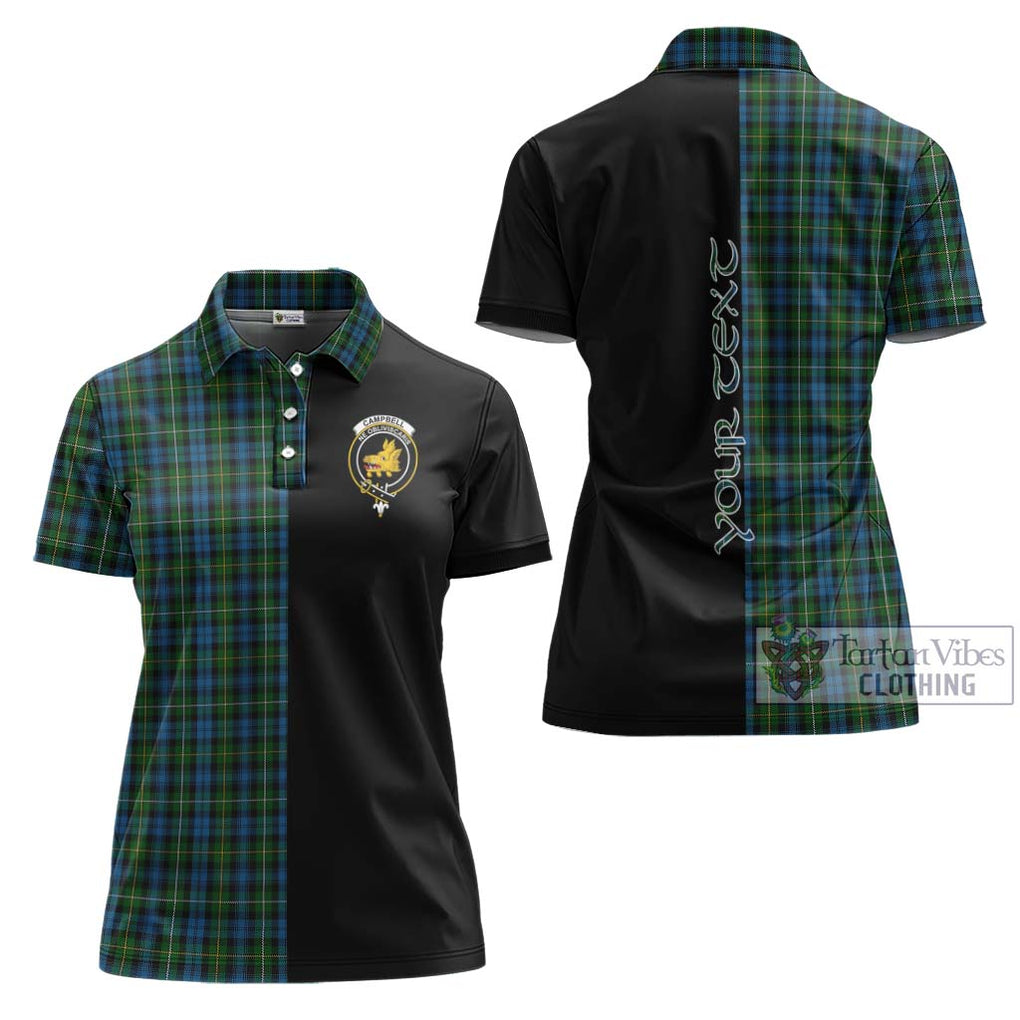 Campbell of Argyll 02 Tartan Women's Polo Shirt with Family Crest and Half Of Me Style Women - Tartanvibesclothing Shop