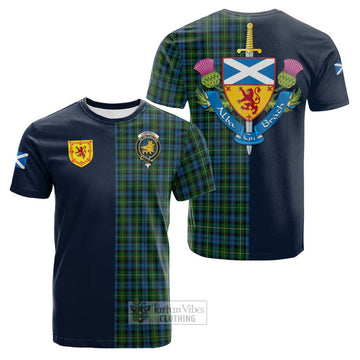 Campbell of Argyll 02 Tartan Cotton T-shirt Alba with Scottish Lion Royal Arm Half Style