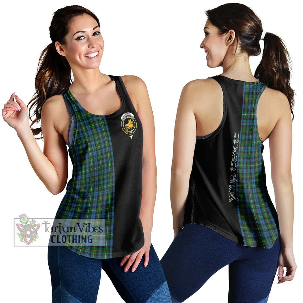 Campbell of Argyll 02 Tartan Women's Racerback Tanks with Family Crest and Half Of Me Style 4XL - Tartanvibesclothing Shop