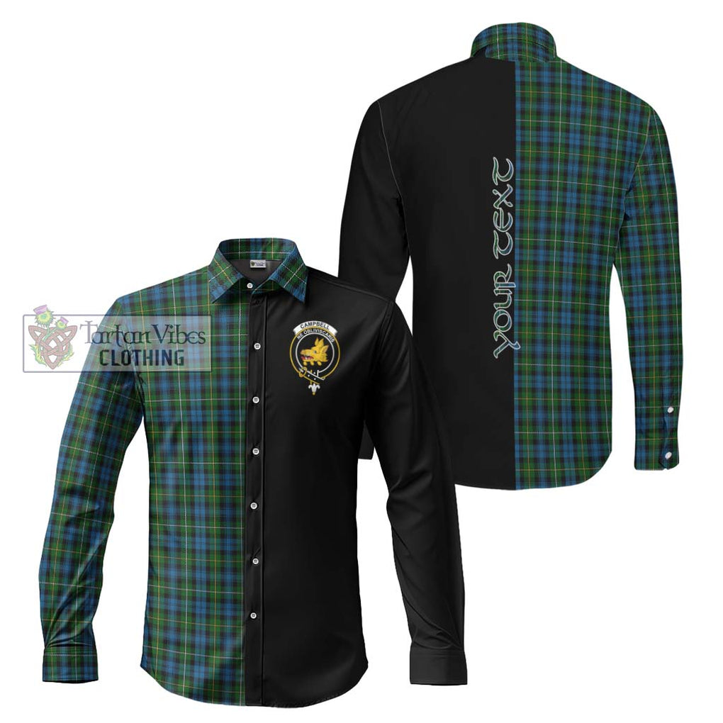 Campbell of Argyll 02 Tartan Long Sleeve Button Shirt with Family Crest and Half Of Me Style Men's Shirt S - Tartanvibesclothing Shop