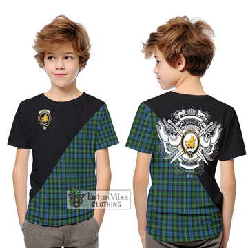 Campbell of Argyll 02 Tartan Kid T-Shirt with Family Crest and Military Logo Style