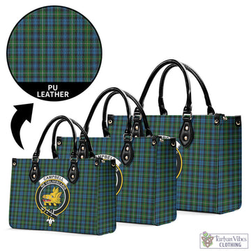 Campbell of Argyll #02 Tartan Luxury Leather Handbags with Family Crest