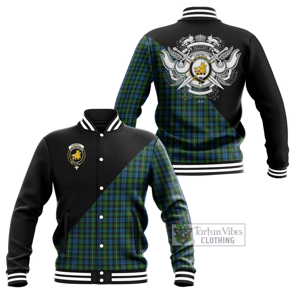 Campbell of Argyll 02 Tartan Baseball Jacket with Family Crest and Military Logo Style Unisex - Tartanvibesclothing Shop