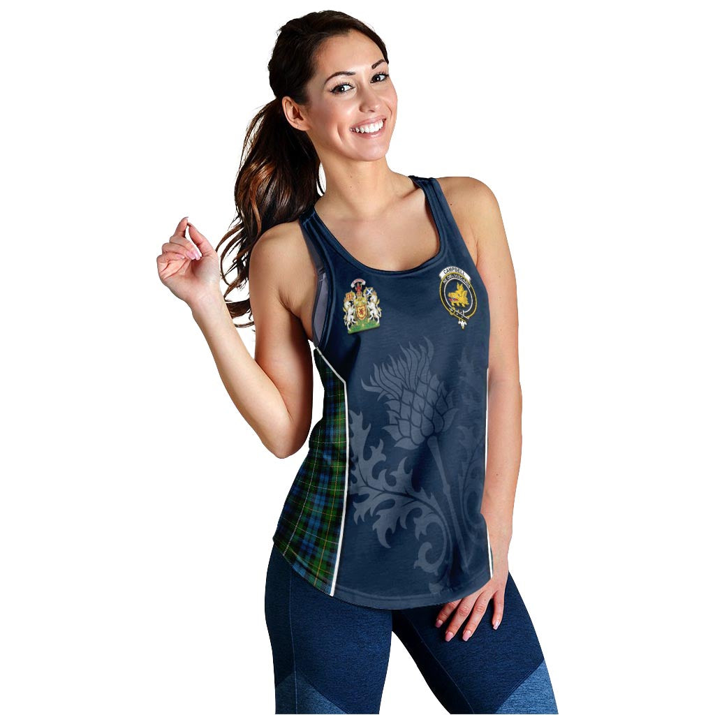 Tartan Vibes Clothing Campbell of Argyll #02 Tartan Women's Racerback Tanks with Family Crest and Scottish Thistle Vibes Sport Style