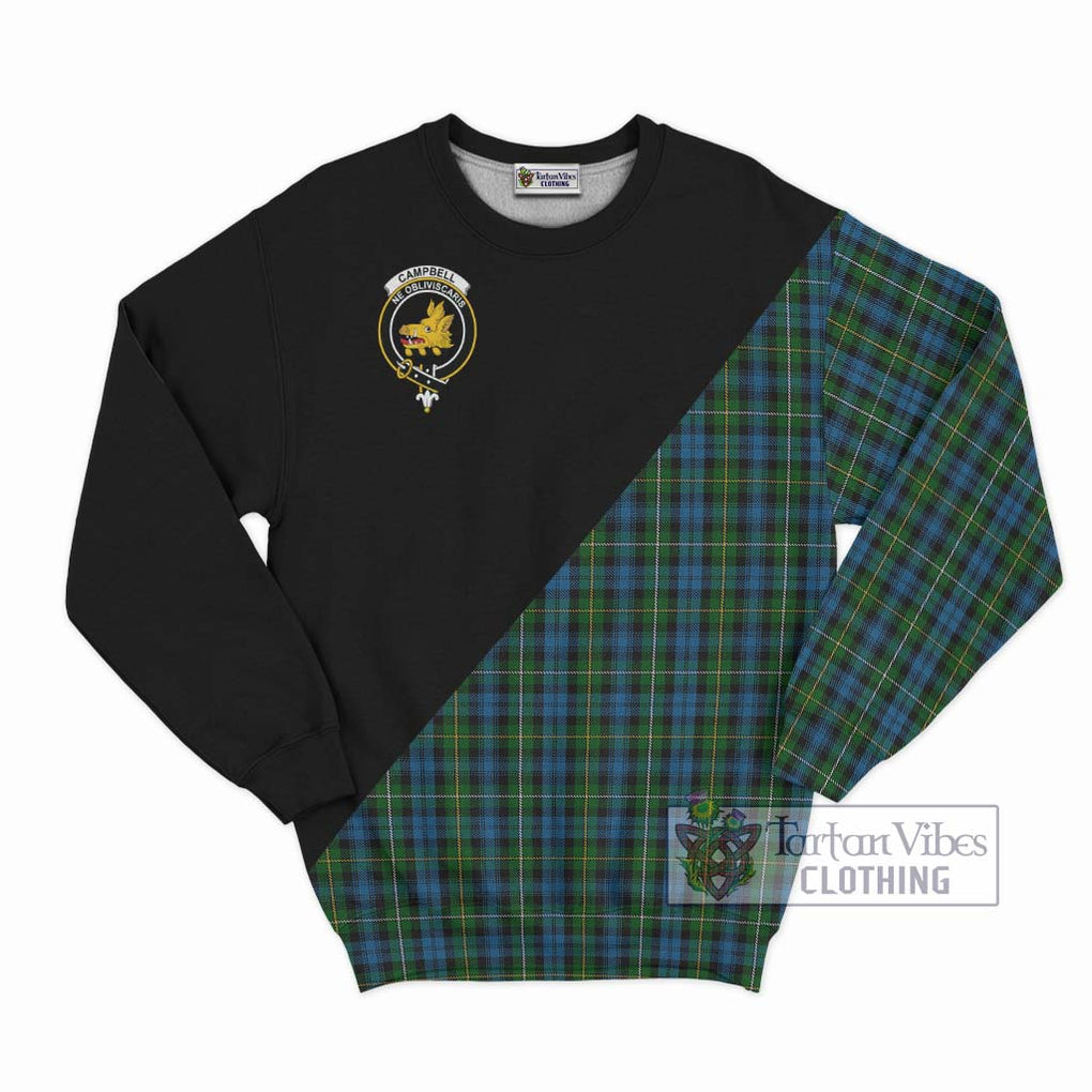 Campbell of Argyll 02 Tartan Sweatshirt with Family Crest and Military Logo Style - Tartanvibesclothing Shop