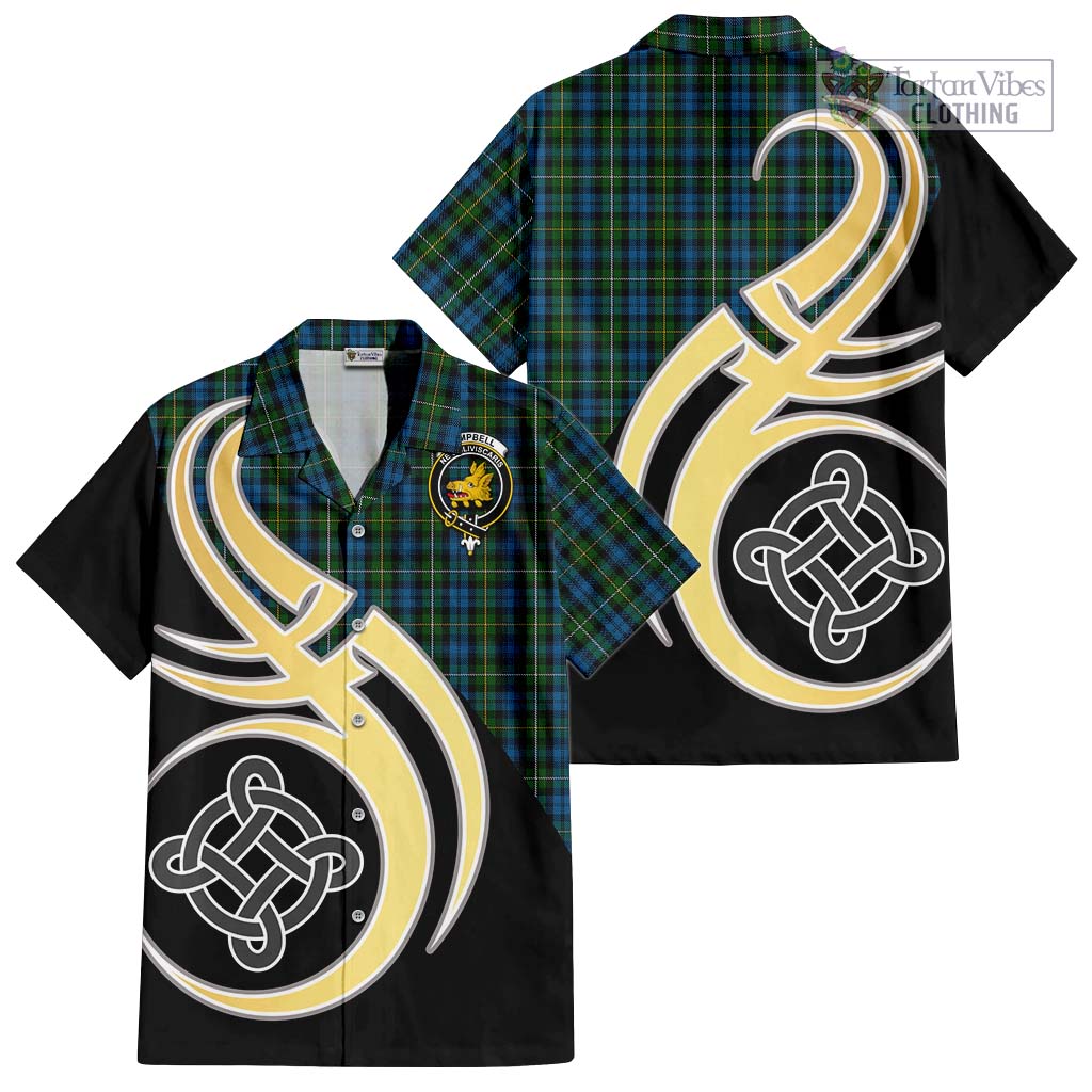 Campbell of Argyll 02 Tartan Short Sleeve Button Shirt with Family Crest and Celtic Symbol Style - Tartan Vibes Clothing