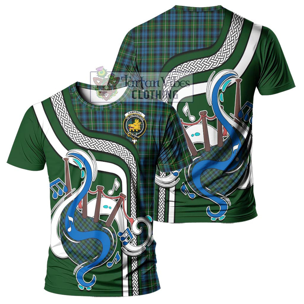 Campbell of Argyll 02 Tartan T-Shirt with Epic Bagpipe Style - Tartanvibesclothing Shop