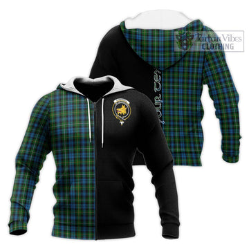 Campbell of Argyll 02 Tartan Knitted Hoodie with Family Crest and Half Of Me Style