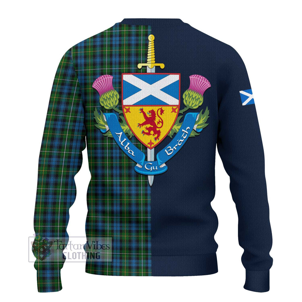 Tartan Vibes Clothing Campbell of Argyll 02 Tartan Knitted Sweater with Scottish Lion Royal Arm Half Style