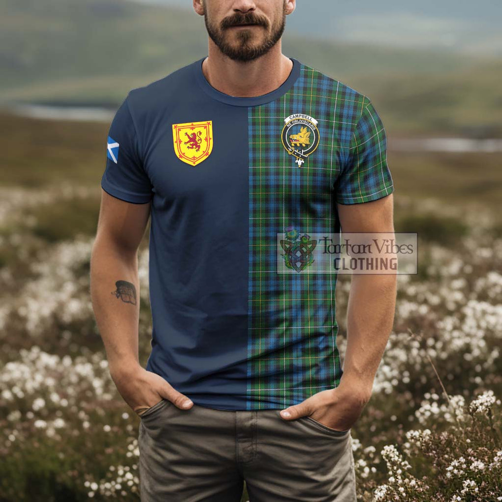 Tartan Vibes Clothing Campbell of Argyll 02 Tartan T-Shirt Alba with Scottish Lion Royal Arm Half Style