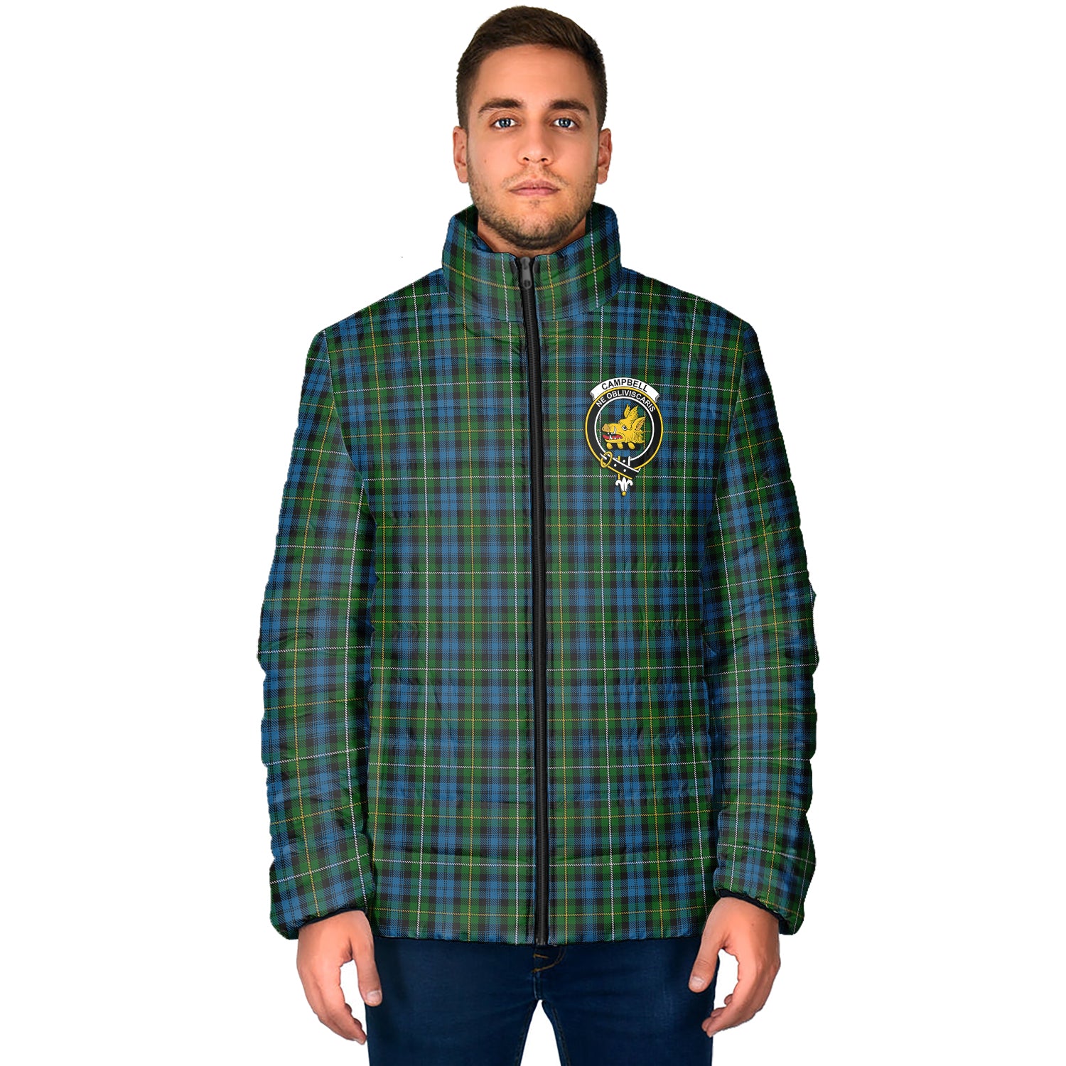 Campbell of Argyll #02 Tartan Padded Jacket with Family Crest - Tartanvibesclothing