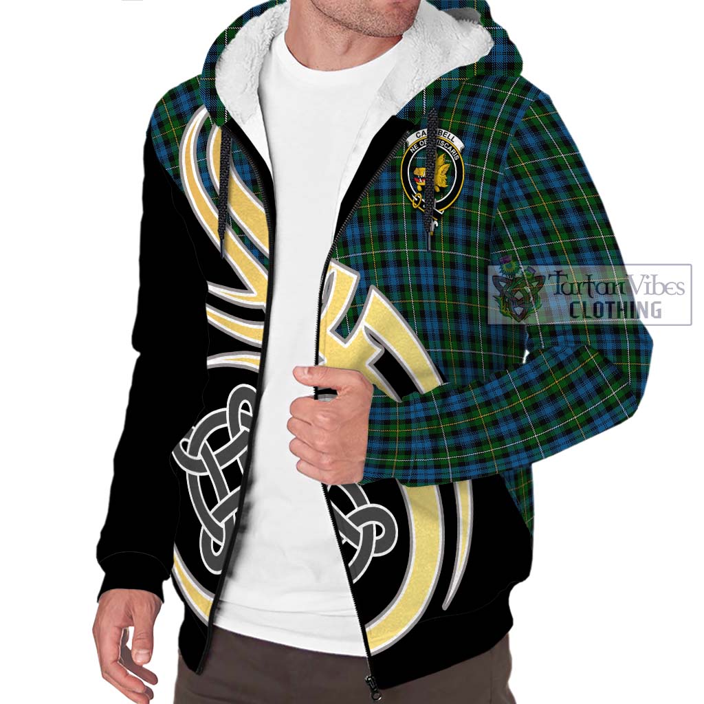 Campbell of Argyll 02 Tartan Sherpa Hoodie with Family Crest and Celtic Symbol Style - Tartan Vibes Clothing