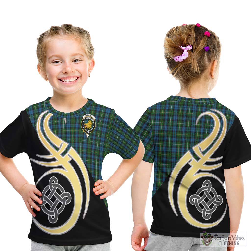 Campbell of Argyll 02 Tartan Kid T-Shirt with Family Crest and Celtic Symbol Style - Tartan Vibes Clothing