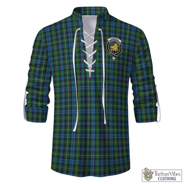 Campbell of Argyll #02 Tartan Men's Scottish Traditional Jacobite Ghillie Kilt Shirt with Family Crest