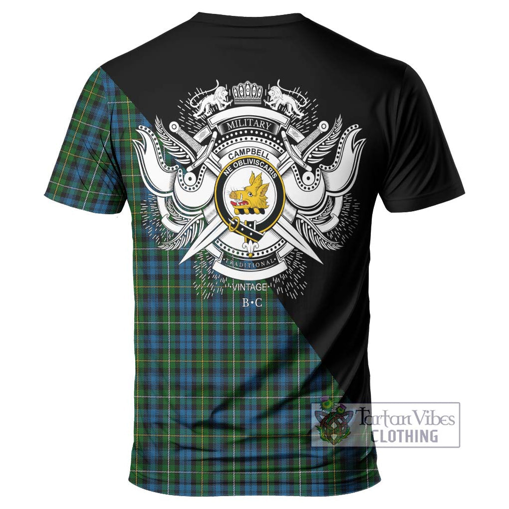 Campbell of Argyll 02 Tartan T-Shirt with Family Crest and Military Logo Style - Tartanvibesclothing Shop